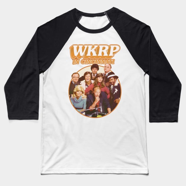 WKRP Turkey Drop Artwork Baseball T-Shirt by P a r a d o k s